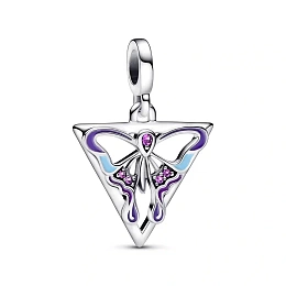 Butterfly sterling silver medallion with royal purple crystal, purple and blue enamel