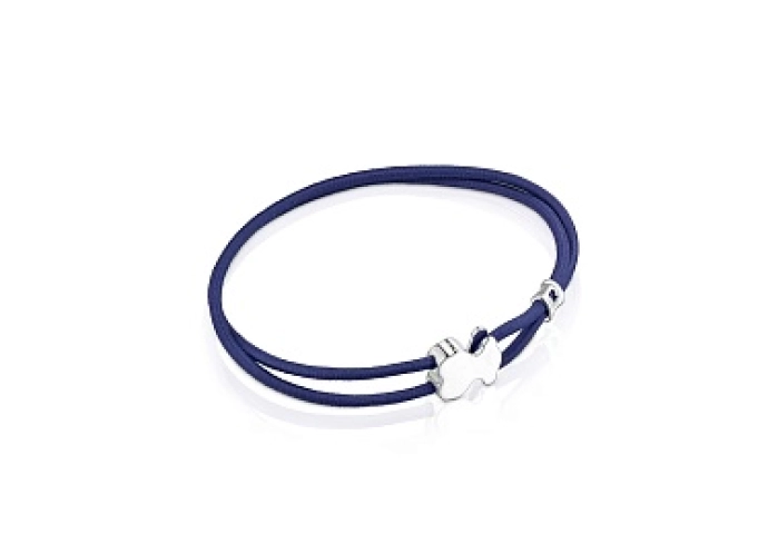 SILVER BRACELET BEAR BLUE ELASTIC BAND