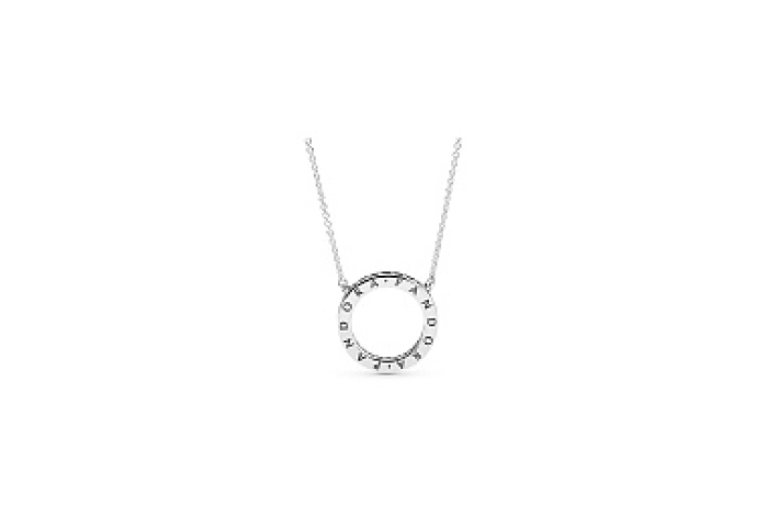 PANDORA logo reversible silver collier with clear 