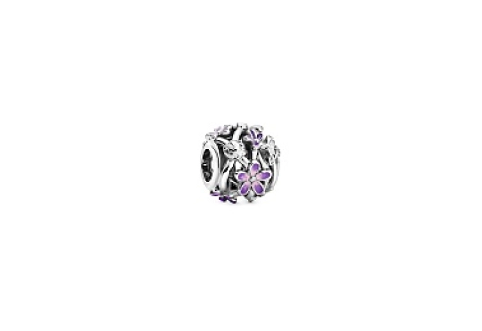 Daisy sterling silver charm with purple and shaded