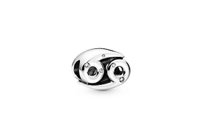 Cancer sterling silver charm with clear cubic zirc