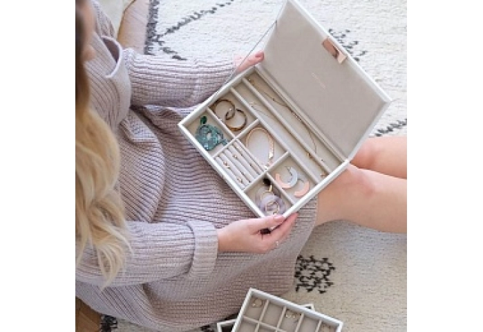 White Classic Jewellery Box Lid ROSE GOLD