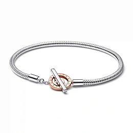 Snake chain sterling silver and 14k rose gold-plat