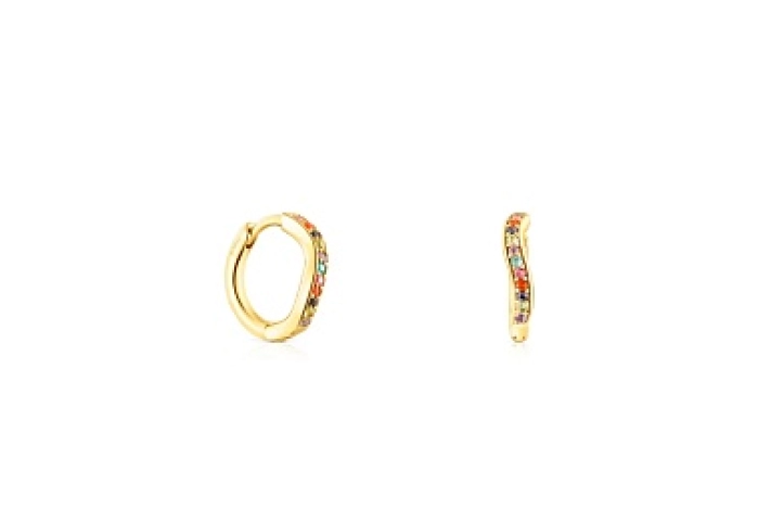 SILVER GOLD PLATED EARRINGS 10MM GEMS