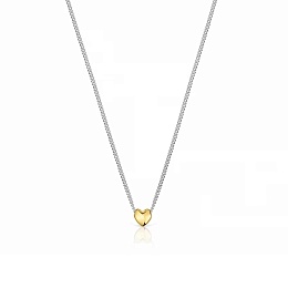 SILVER GOLDPLATED CHOKER HEART 7MM 2TONE