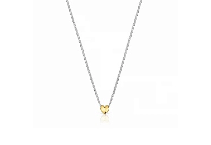 SILVER GOLDPLATED CHOKER HEART 7MM 2TONE