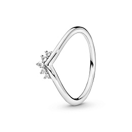 Tiara wishbone sterling silver ring with clear cub