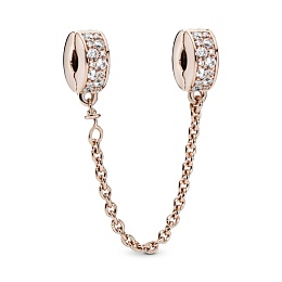 14k Rose gold-plated safety chain with clear cubic