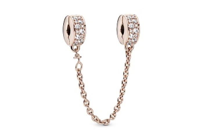 14k Rose gold-plated safety chain with clear cubic