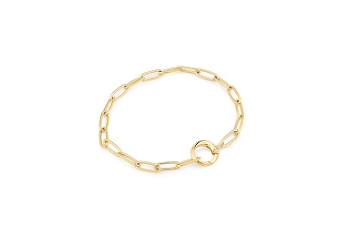 Gold Link Charm Chain Connector Bracelet