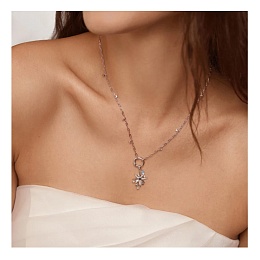 Silver Shimmer Chain Charm Connector Necklace