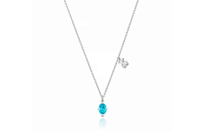 SILVER  CHOKER LGG SAPPHIRE BLUE BEAR
