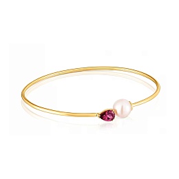 18KT GOLD BRACELET RHODOLITE PINK PEARL