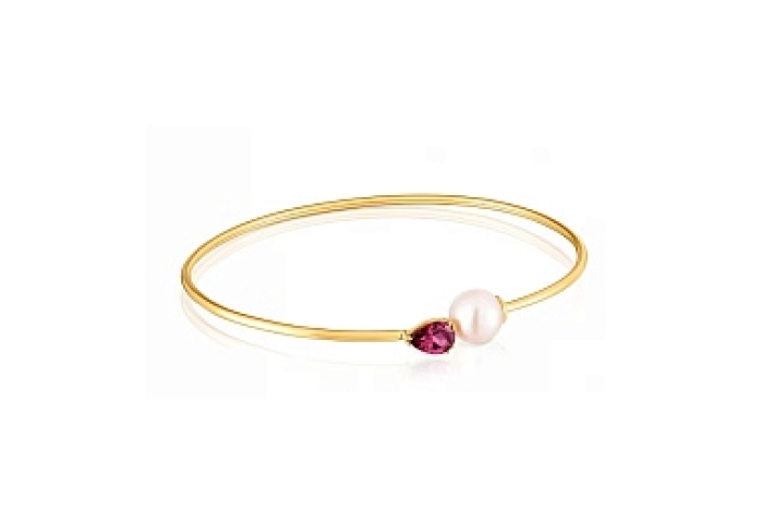 18KT GOLD BRACELET RHODOLITE PINK PEARL