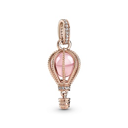 Hot air ballon Pandora Rose dangle with fairytale pink crystal andclear cubic zirconia