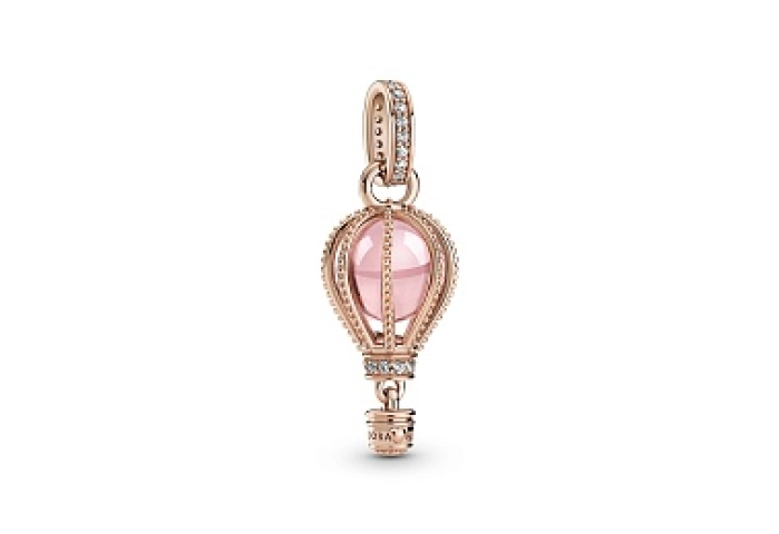 Hot air ballon 14k rose gold-plated dangle with fa