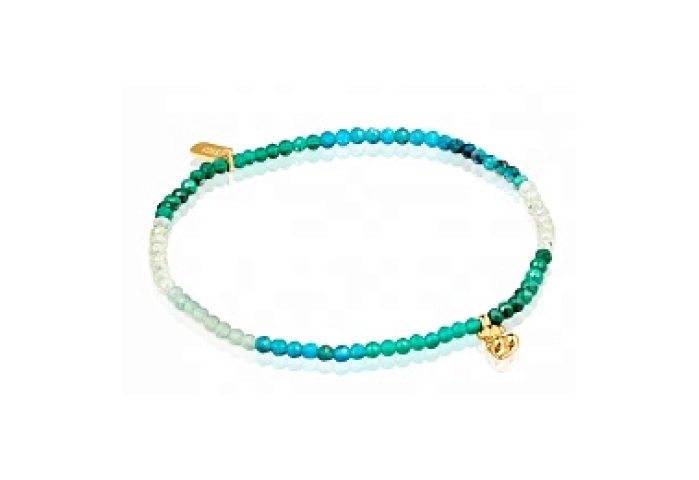 SILVER GOLD PLATED BRACELET MULTI GEMS GREEN
