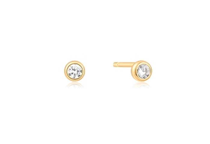 Gold Solitaire Cubic Zirconia Studs