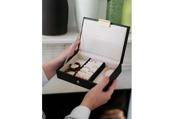 STACKERS MINI BLACK LIDDED (PALE GOLD FITTING)
