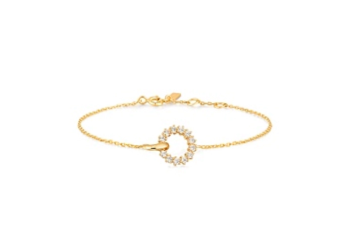 Gold Interlinked Circles Pavé Bracelet