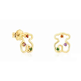 18KT GOLD EARRINGS BEAR 10MM GEMSTONES