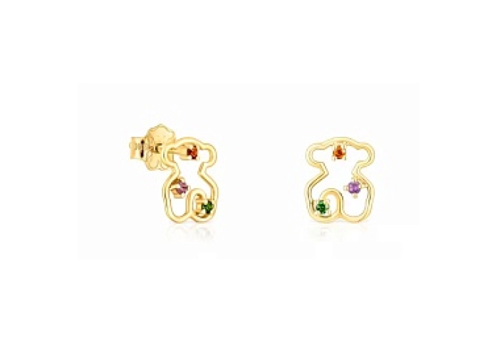 18KT GOLD EARRINGS BEAR 10MM GEMSTONES