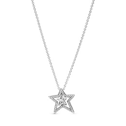 Spinning star sterling silver collier with clear cubic zirconia /390020C01-45