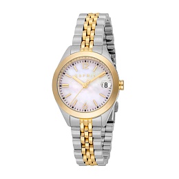 ESPRIT Women Watch, Two Tone Silver & Gold Color Case, White MOP Dial, Two Tone Silver & Gold Color 