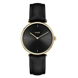 Triomphe Watch Leather, Black, Gold colour