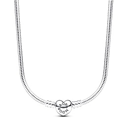 Snake chain sterling silver necklace with heart clasp