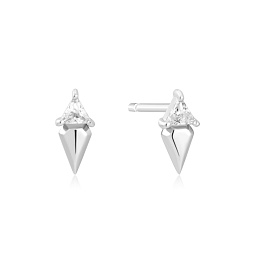 Silver Triangle Cubic Zirconia Geometric Stud Ear Jackets