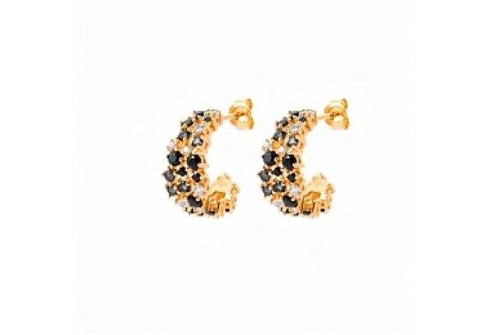 LOOPPLATEDEARRINGSCZ SYNTH.STONE18 KT GOLD