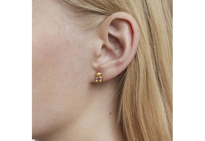 SILVER GOLD PLATED EARRINGS AMETHYST