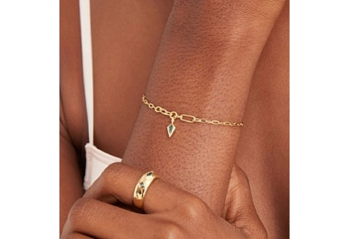 TEAL SPARKLE DROP PENDANT CHUNKY CHAIN BRACELET