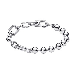 Sterling silver bead and link bracelet