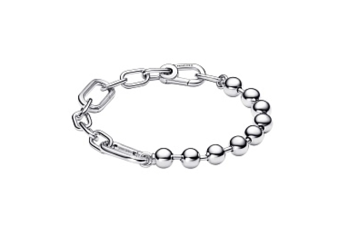 Sterling silver bead and link bracelet