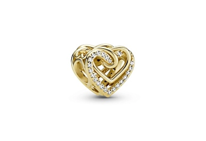 Heart 14k gold-plated charm with clear cubic zirco