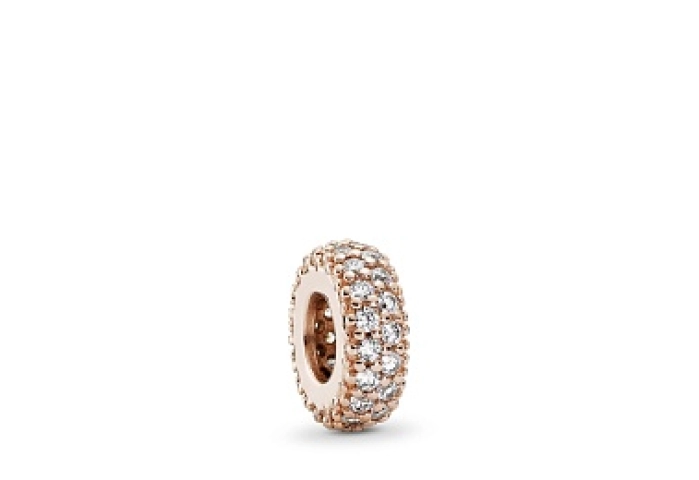 Abstract 14k rose gold-plated pave spacer with cle