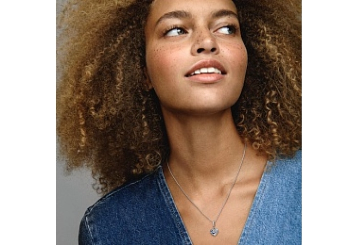 Heart sterling silver necklace with skylight blue,