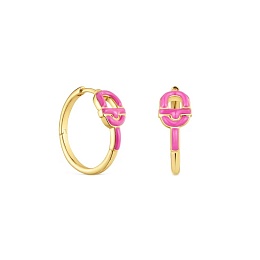 SILVER GOLD PLATED EARRINGS PINK ENAMEL