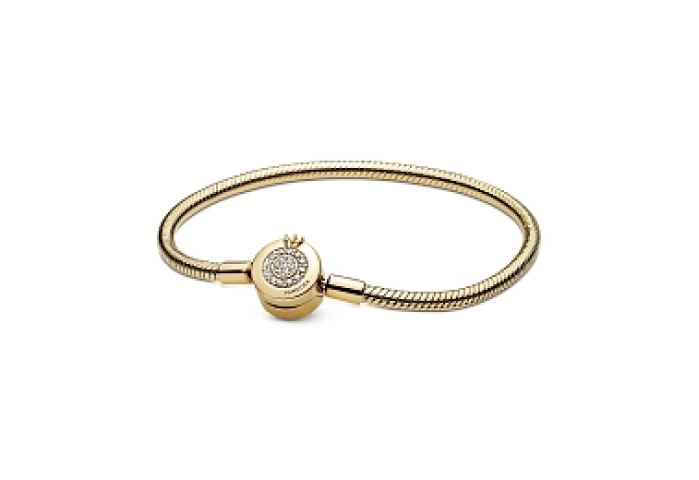 Snake chain 14k gold-plated bracelet and crown O c