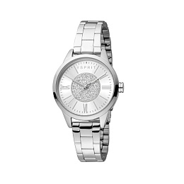 ESPRIT Women Watch, Silver Color Case, Silver & Silver Glitter Dial, Stainless Steel Metal Bracelet,