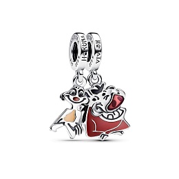 Disney The Lion King Timon and Pumbaa sterling silver splittable dangle with pink, wine red, black, 