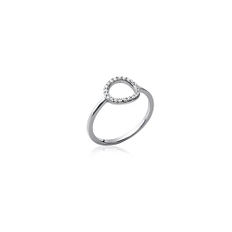 RINGPLATEDSILVERCZ 925 RHODIUM