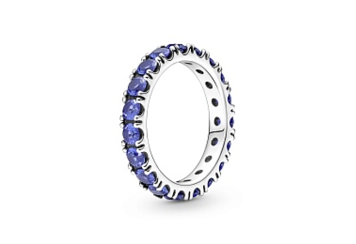 Sterling silver ring with princess blue crystal