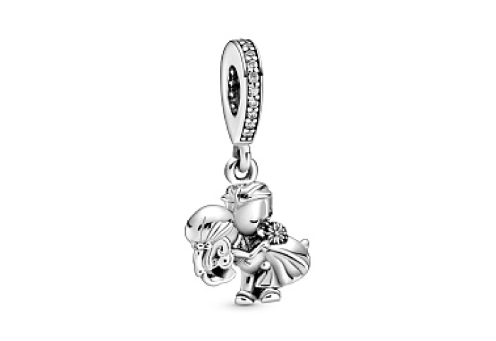 Married couple sterling silver dangle with clear c