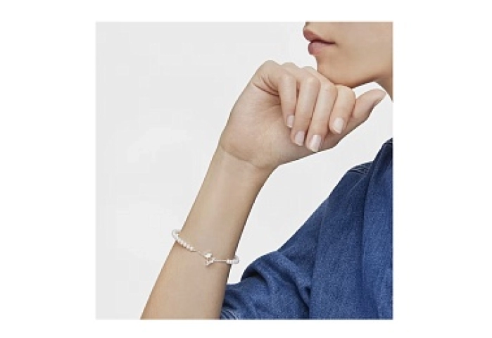 SILVER BANGLE BRACELET BEAR PEARL N17