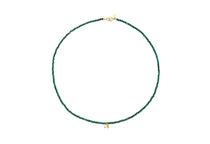 SILVER GOLD PLATED CHOKER GEMSTONES 43CM
