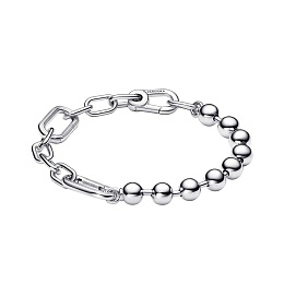 Sterling silver bead and link bracelet