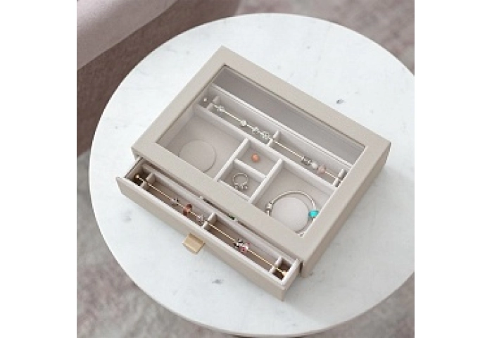 Oatmeal Classic Charm Drawer with Glass Lid